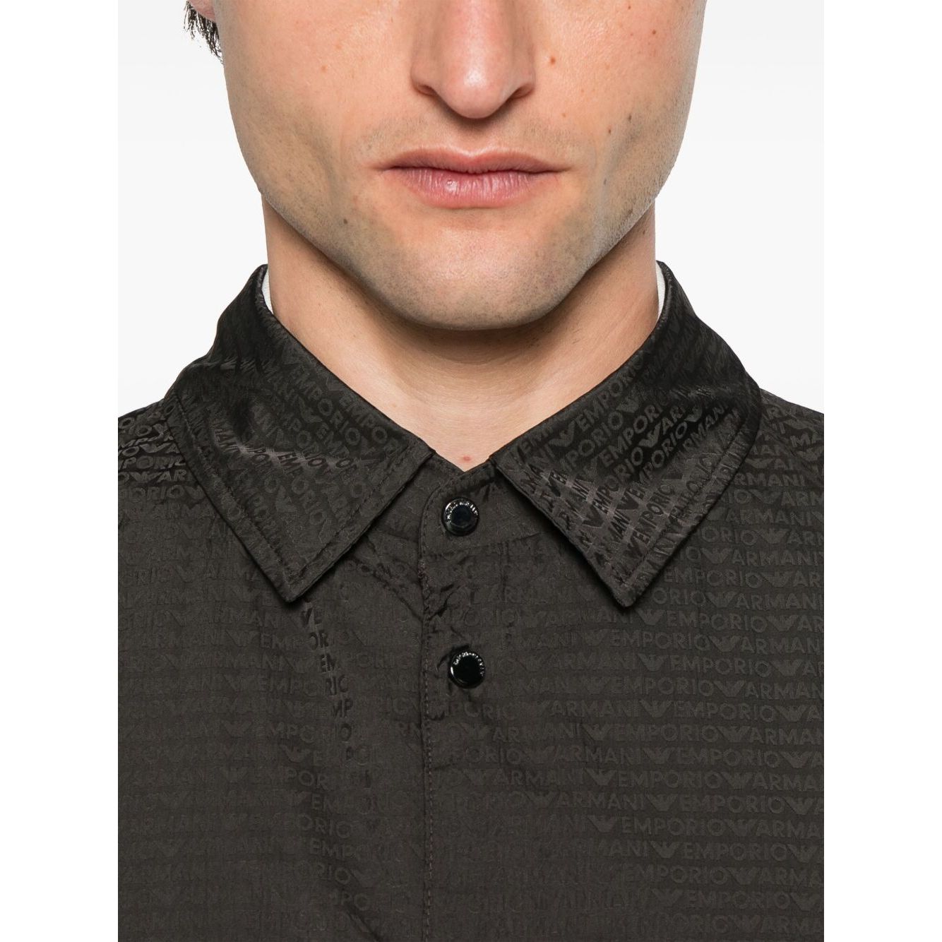 Emporio Armani Blouson with internal nylon bib jacquard all-over lettering Jackets