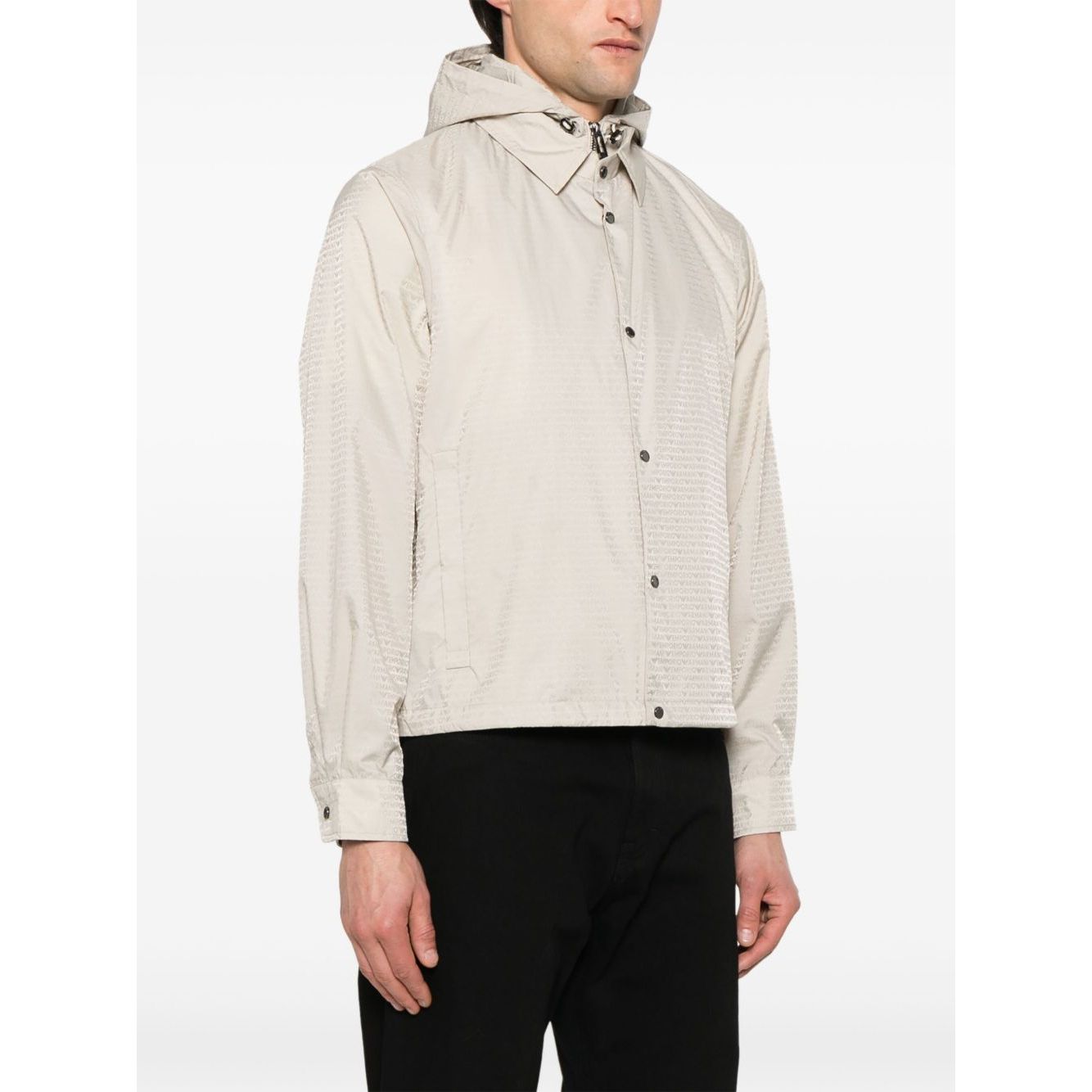 Emporio Armani Blouson with internal nylon bib jacquard all-over lettering Jackets