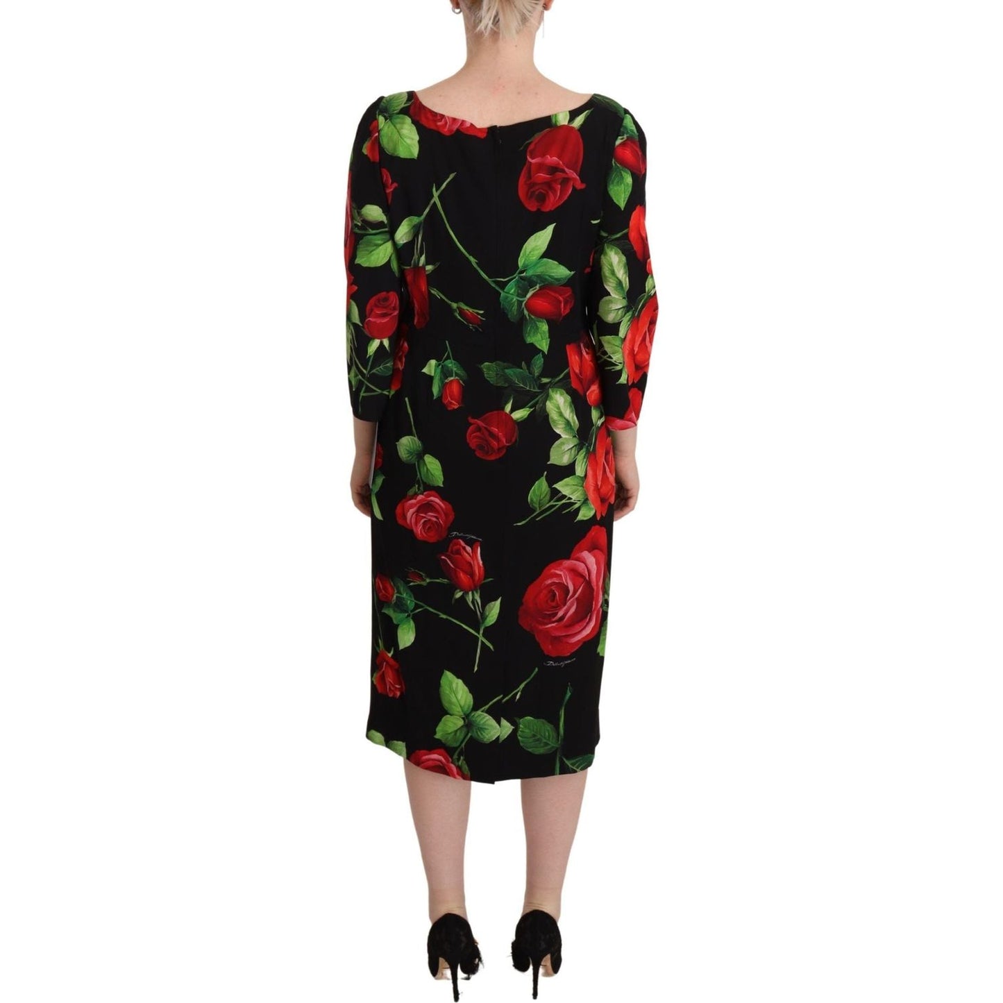 Dolce & Gabbana Elegant Floral Print Silk Sheath Dress Dolce & Gabbana Rosy Brown