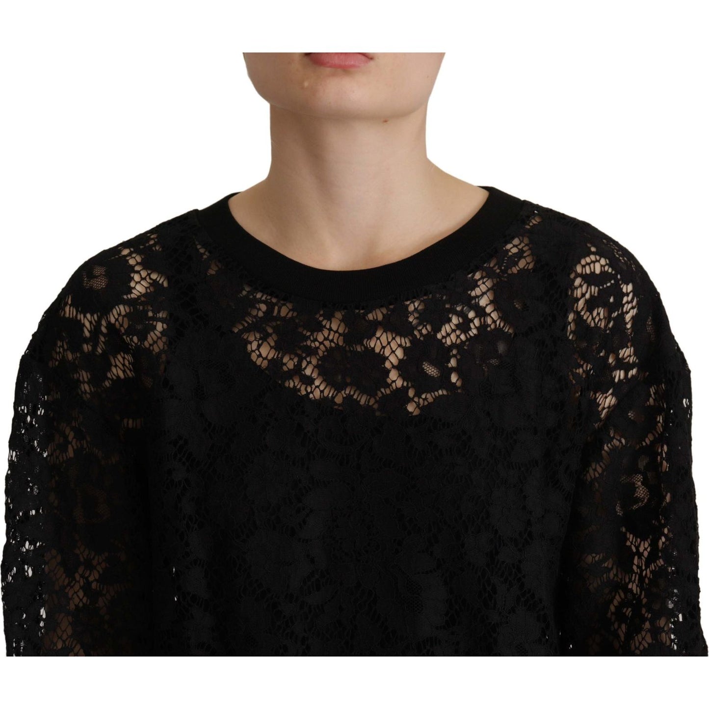 Dolce & Gabbana Elegant Black Long Sleeve Blouse Top Dolce & Gabbana Rosy Brown