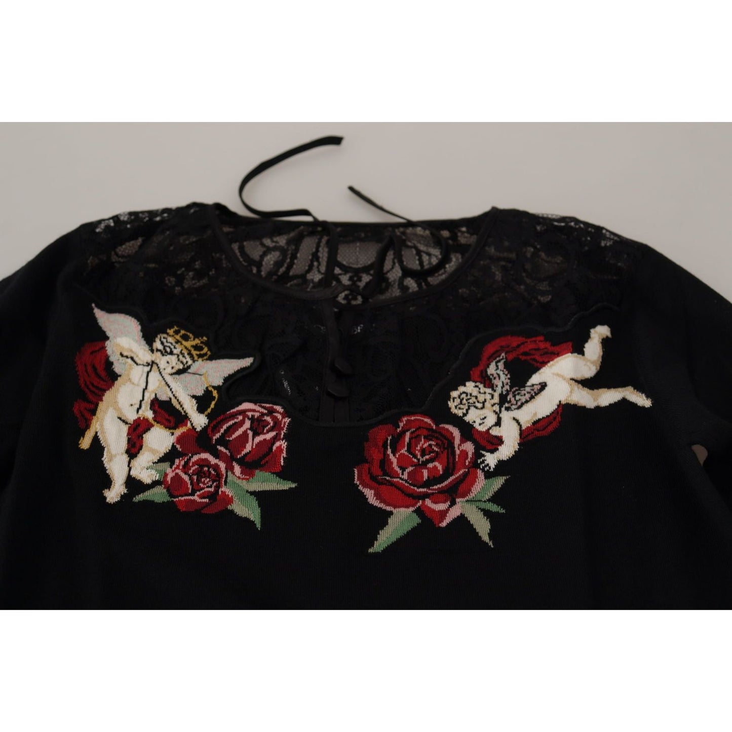 Dolce & Gabbana Embroidered Angel Cardigan Sweater Dolce & Gabbana Black