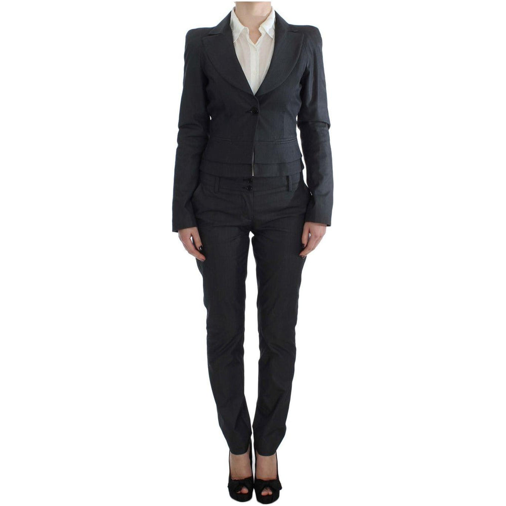 Exte Gray One Button Two Piece Suit SIG30912-1
