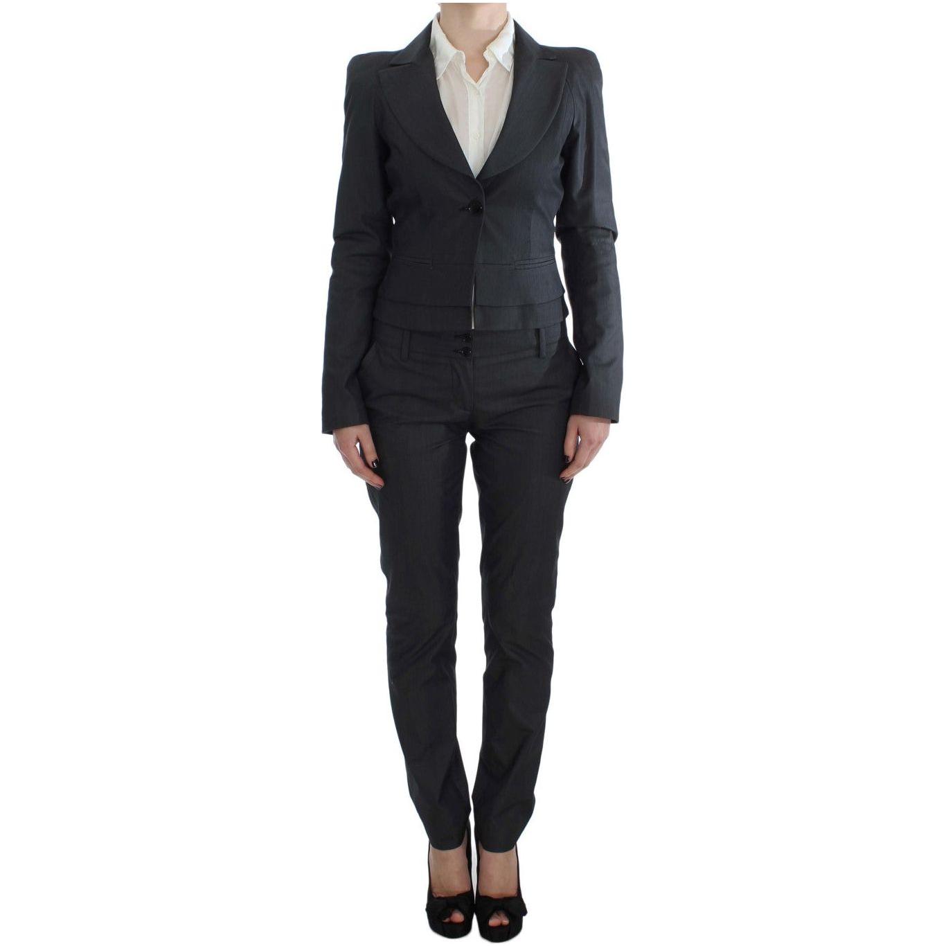 Exte Gray One Button Two Piece Suit SIG30912-1