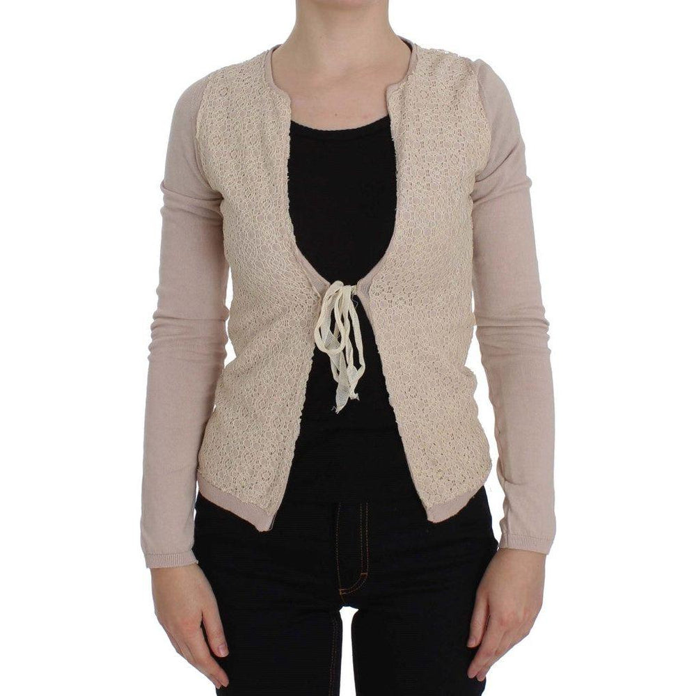 PINK MEMORIES Pink Floral Lace Wrap Sweater SIG32534-1