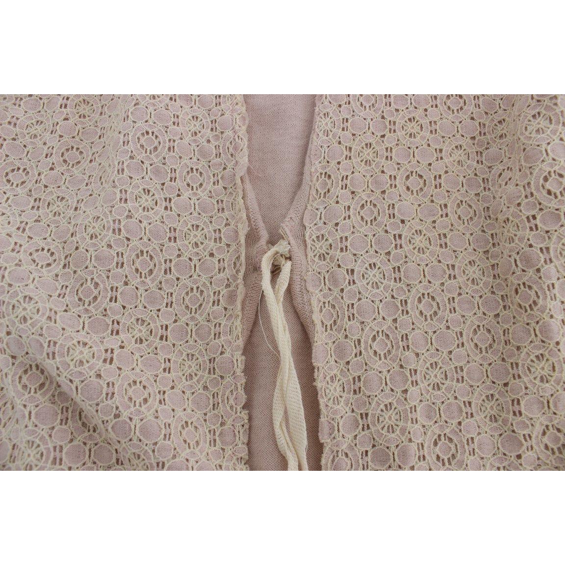 PINK MEMORIES Pink Floral Lace Wrap Sweater SIG32534-1