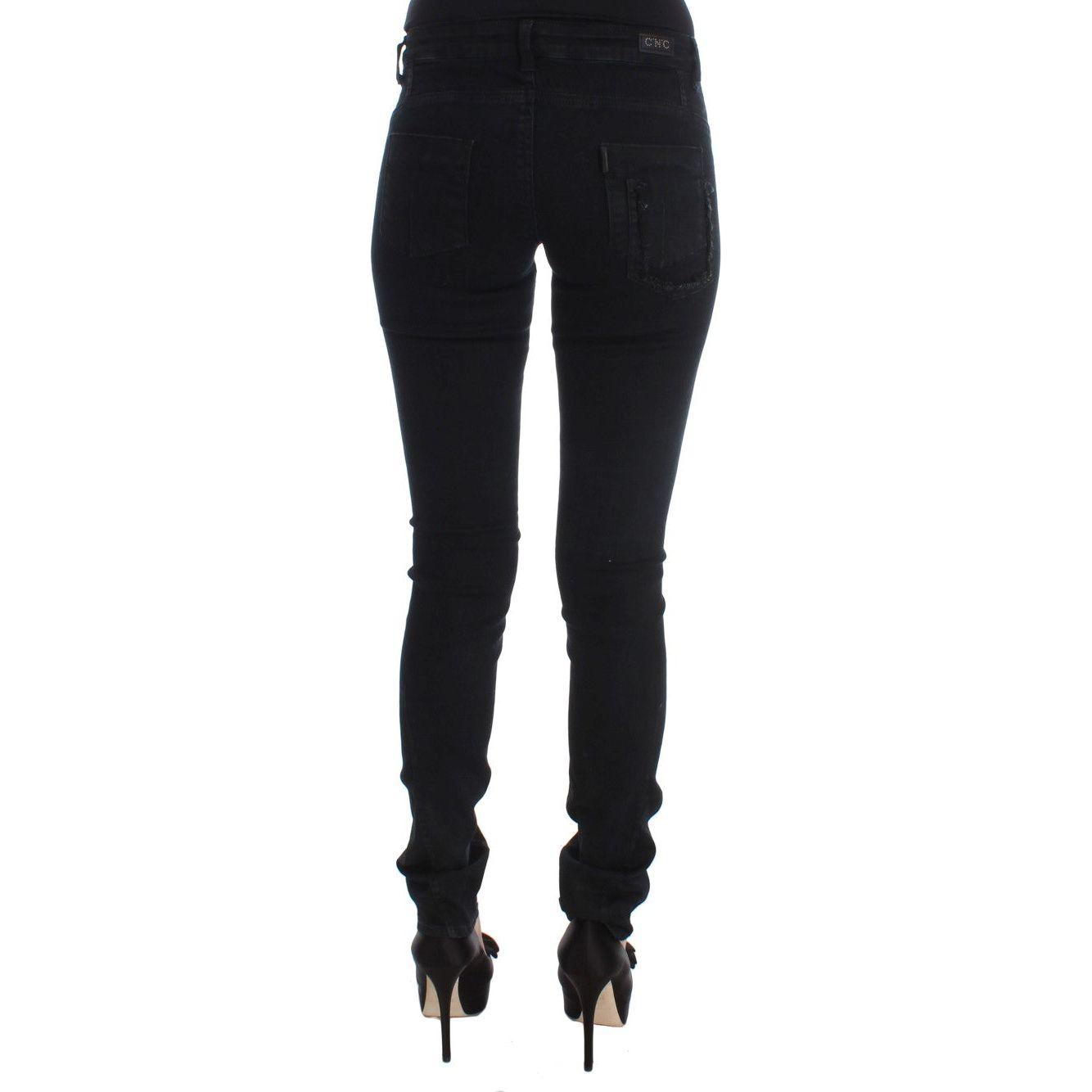Costume National Sleek Slim Fit Designer Jeans in Classic Black Jeans & Pants Costume National Black