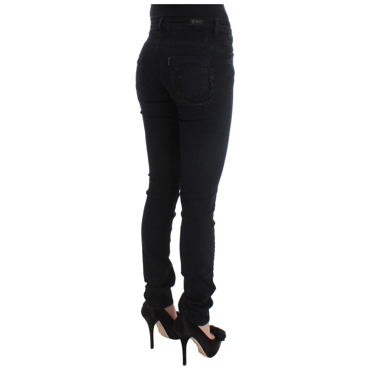 Costume National Sleek Slim Fit Designer Jeans in Classic Black Jeans & Pants Costume National Black