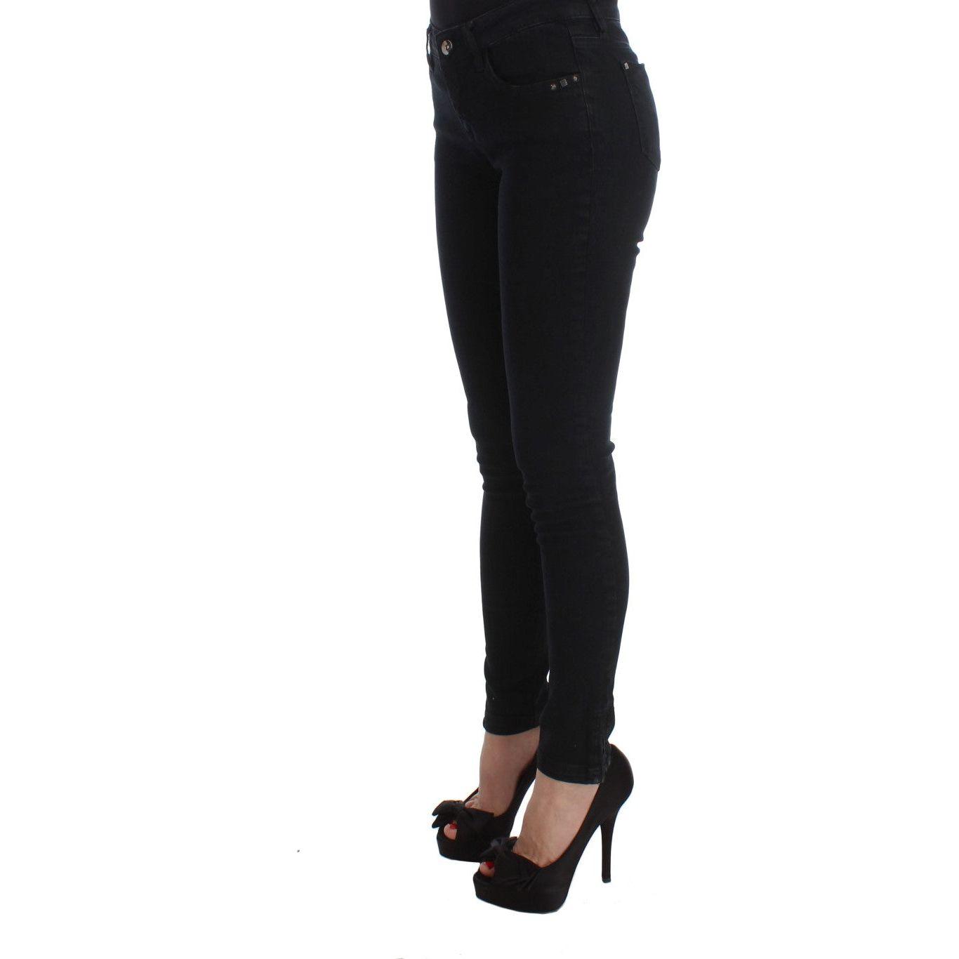 Costume National Sleek Black Slim Fit Designer Jeans Jeans & Pants Costume National Black