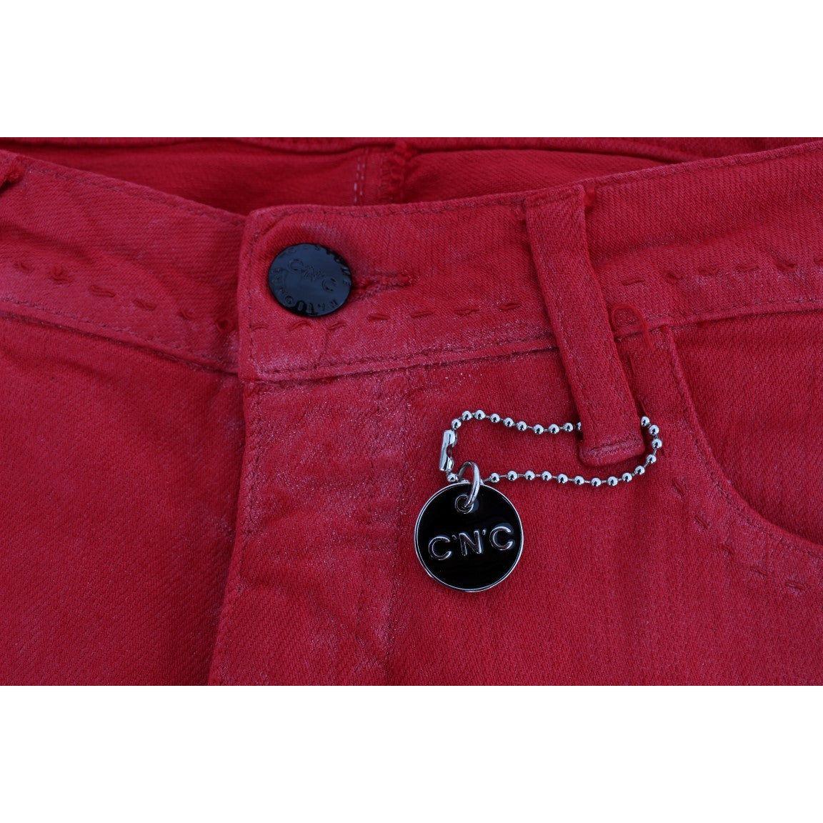Costume National Chic Red Slim Fit Jeans Costume National Brown