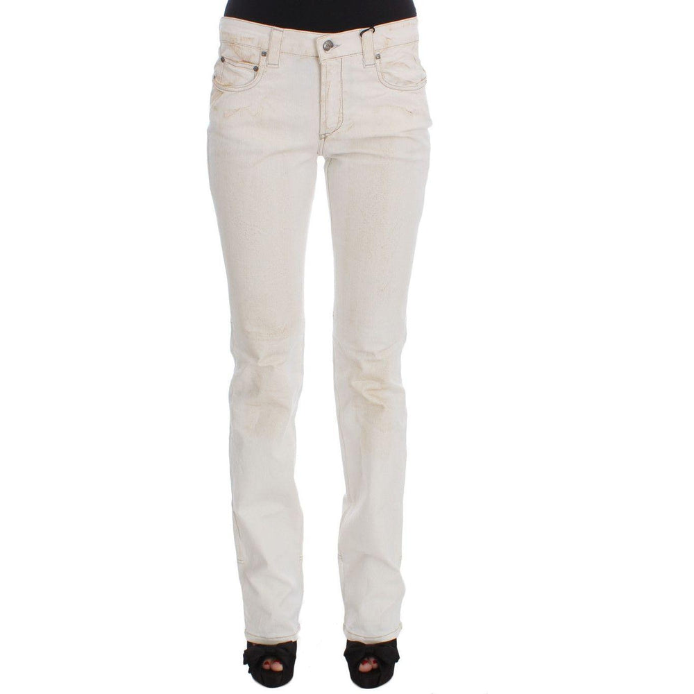 Costume National White Cotton Slim Fit Bootcut Jeans SIG32590-1