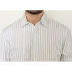 Ermanno Scervino White Black Striped Regular Fit Casual Shirt SIG10177-1