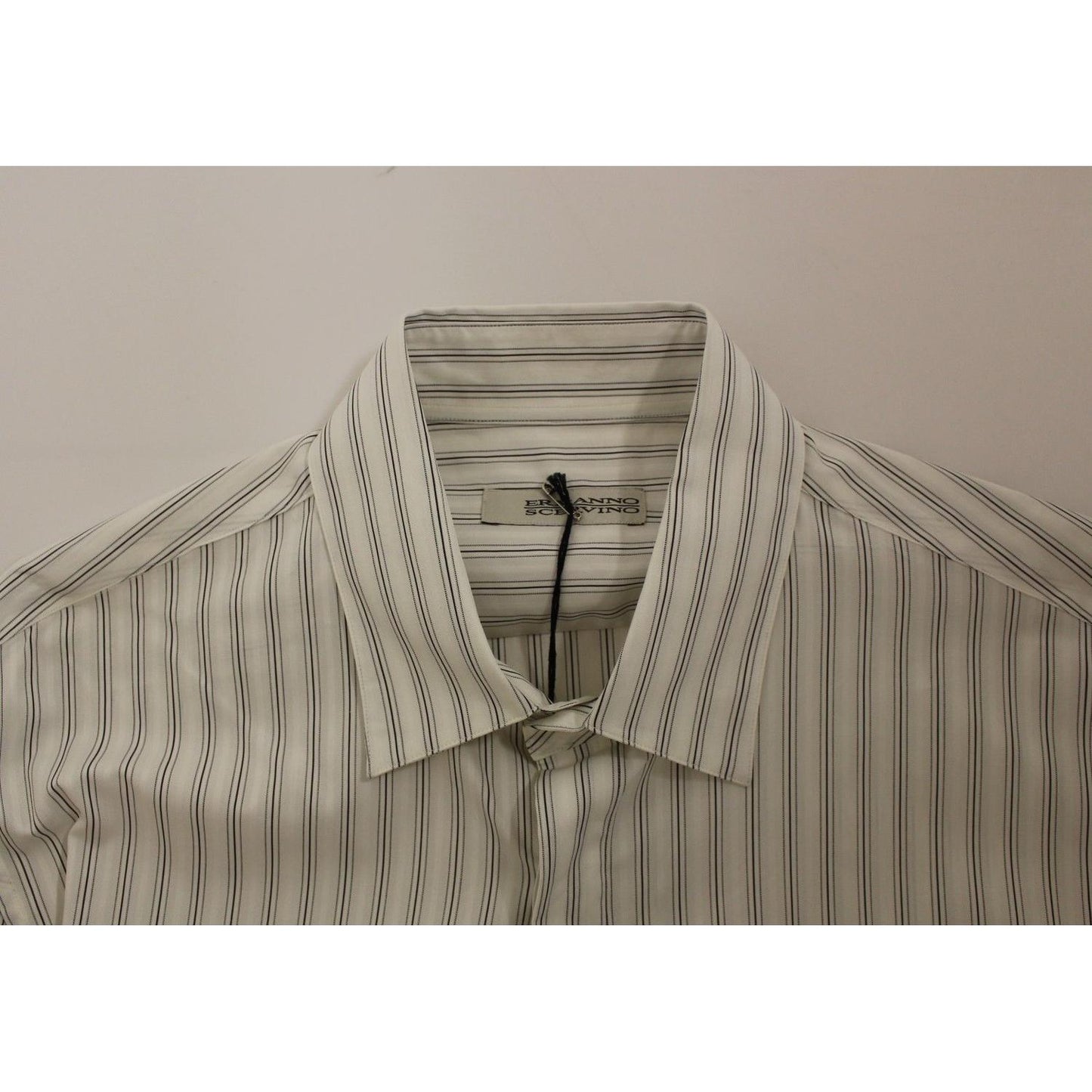 Ermanno Scervino White Black Striped Regular Fit Casual Shirt SIG10177-1