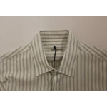 Ermanno Scervino White Black Striped Regular Fit Casual Shirt SIG10177-1