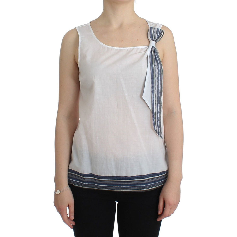 Ermanno Scervino White Blue Top Blouse Tank Shirt Sleeveless SIG11504-2