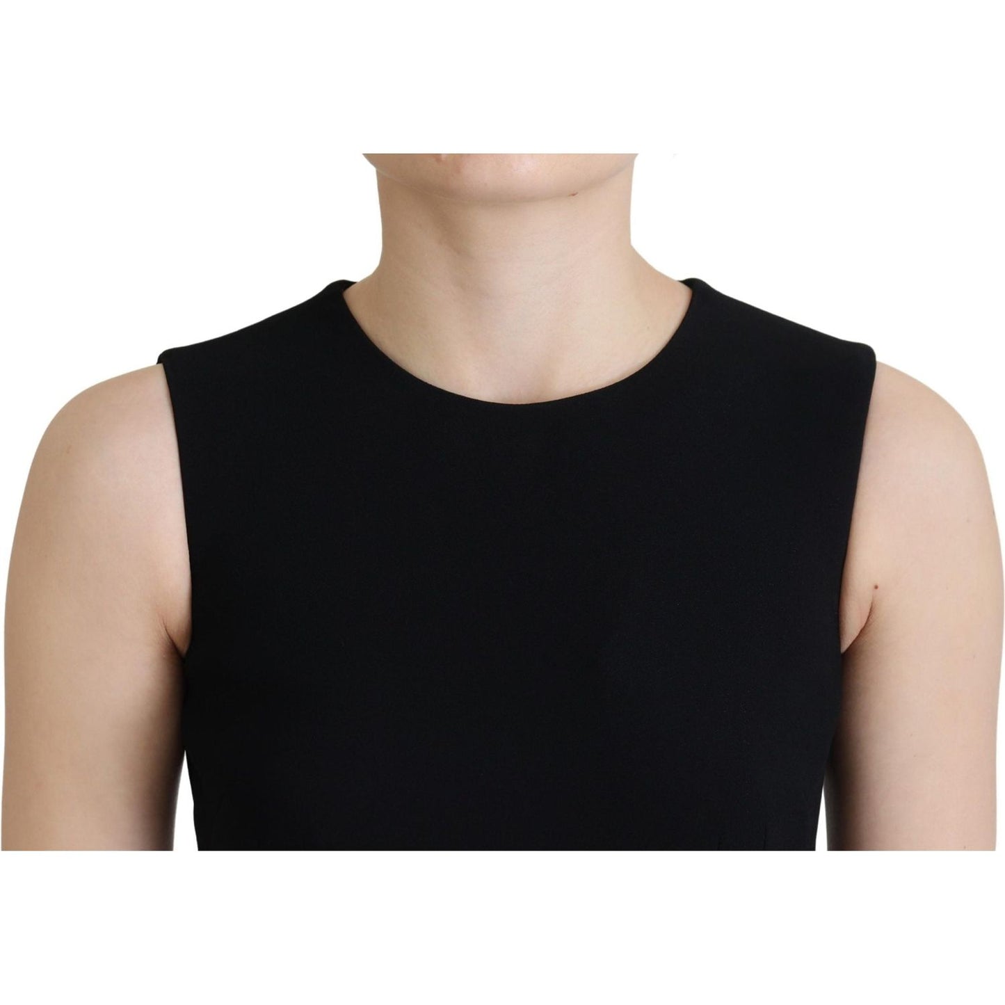 Dolce & Gabbana Elegant Fit and Flare Black Sheath Dress Dolce & Gabbana Tan