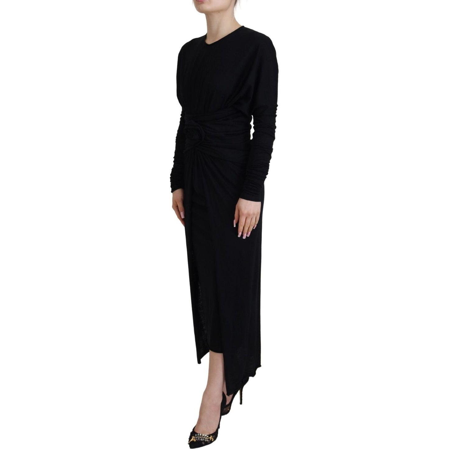 Dolce & Gabbana Elegant Sheath Wrap Dress with Long Sleeves Dolce & Gabbana Rosy Brown