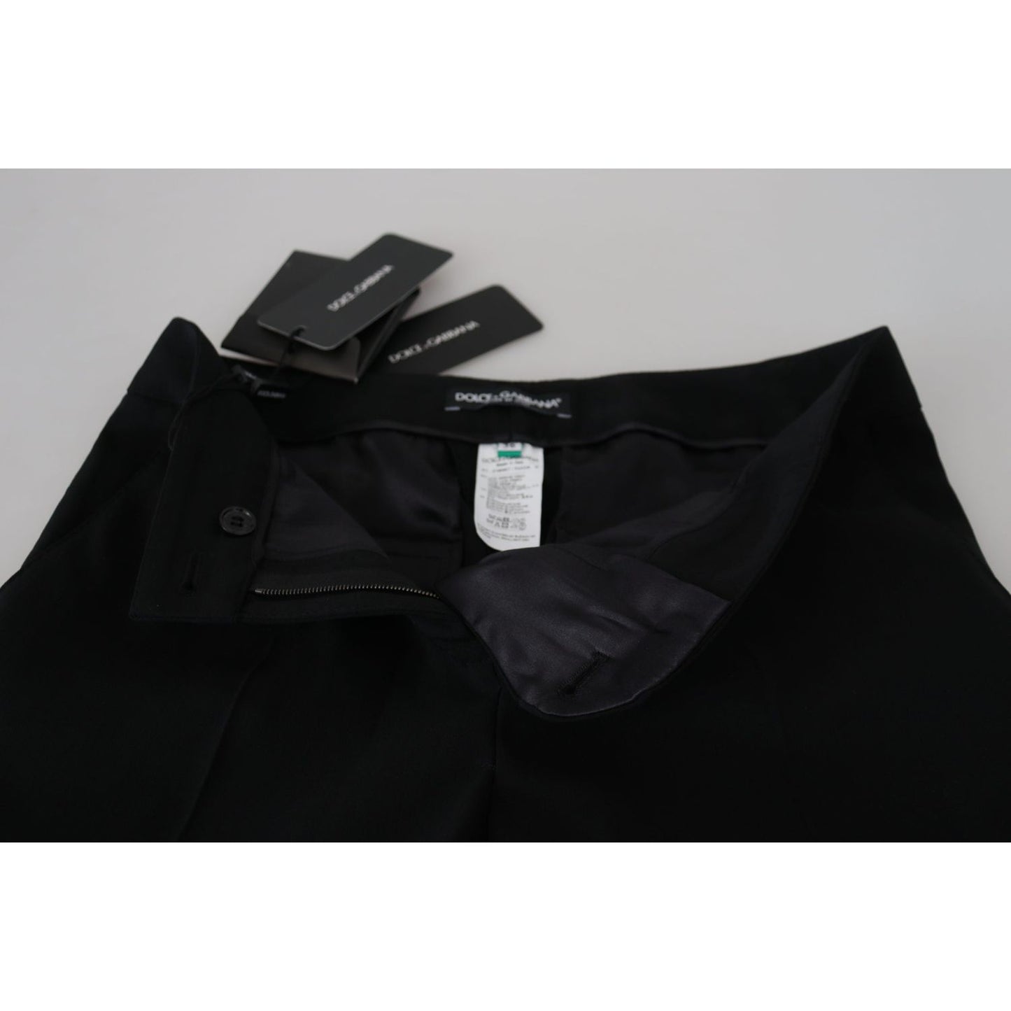 Dolce & Gabbana Elegant Black Wool-Silk Pants Dolce & Gabbana Black