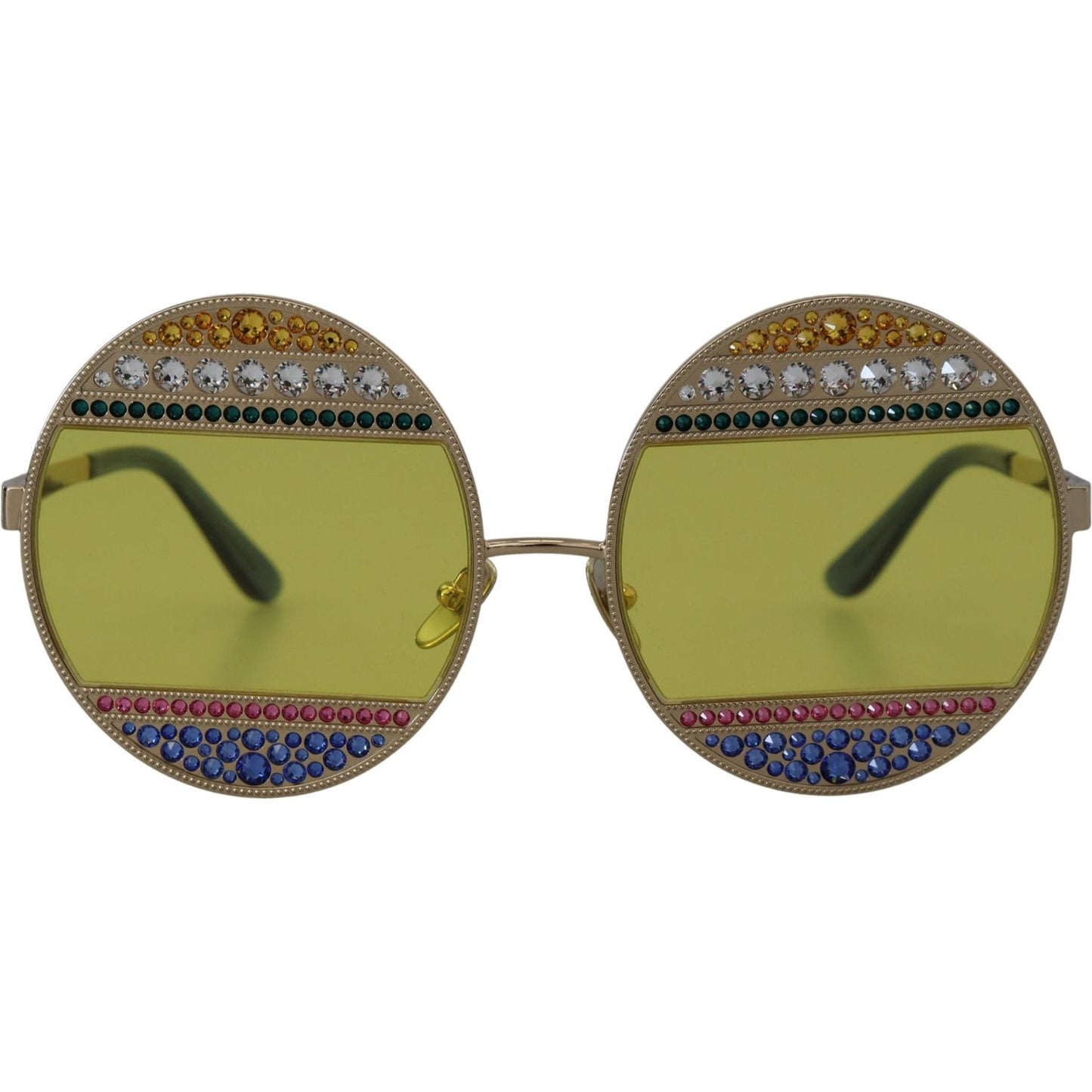 Dolce & Gabbana Crystal Embellished Gold Oval Sunglasses Dolce & Gabbana Dim Gray