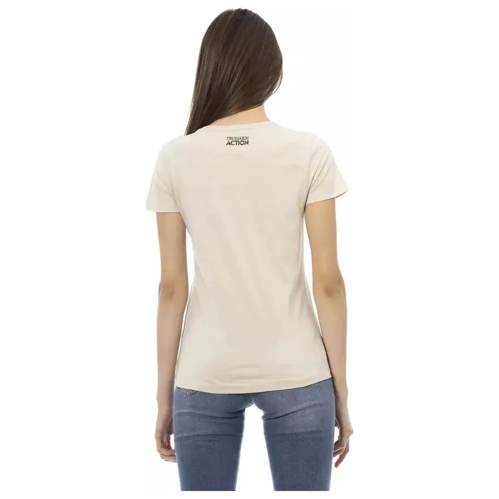 Trussardi Action Beige Cotton Women T-Shirt Trussardi Action Light Gray