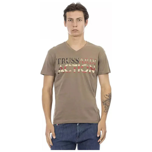 Trussardi Action Brown Cotton Men T-Shirt
