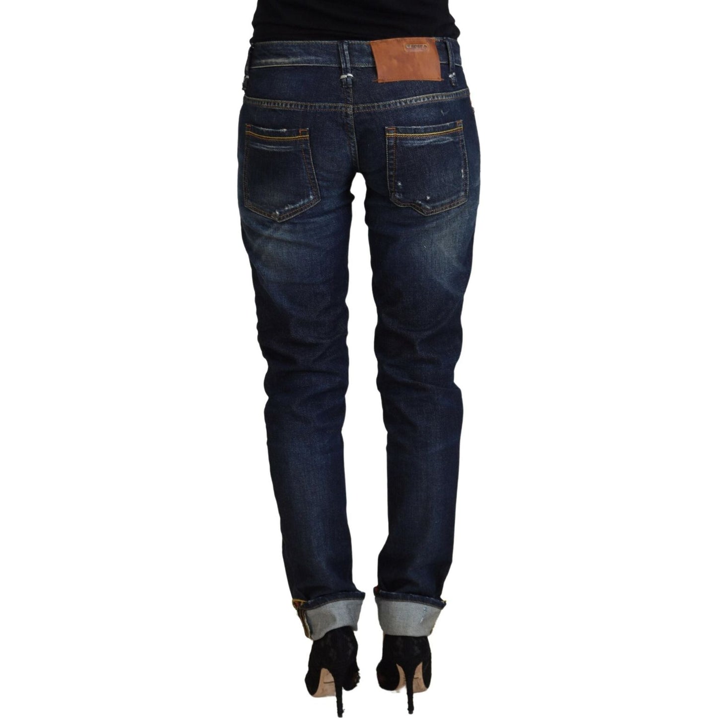 Acht Elegant Slim Fit Low Waist Denim Pants Acht Black