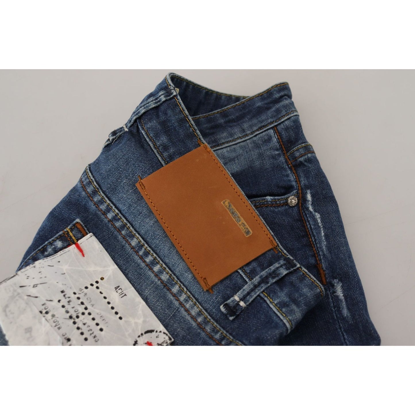 Acht Elegant Blue Washed Low Waist Skinny Jeans Acht Gray