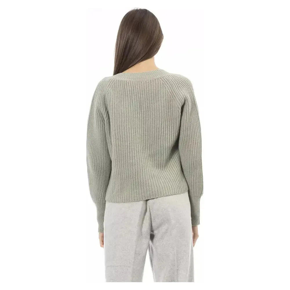 Alpha Studio Green Wool Women Sweater Alpha Studio Gray