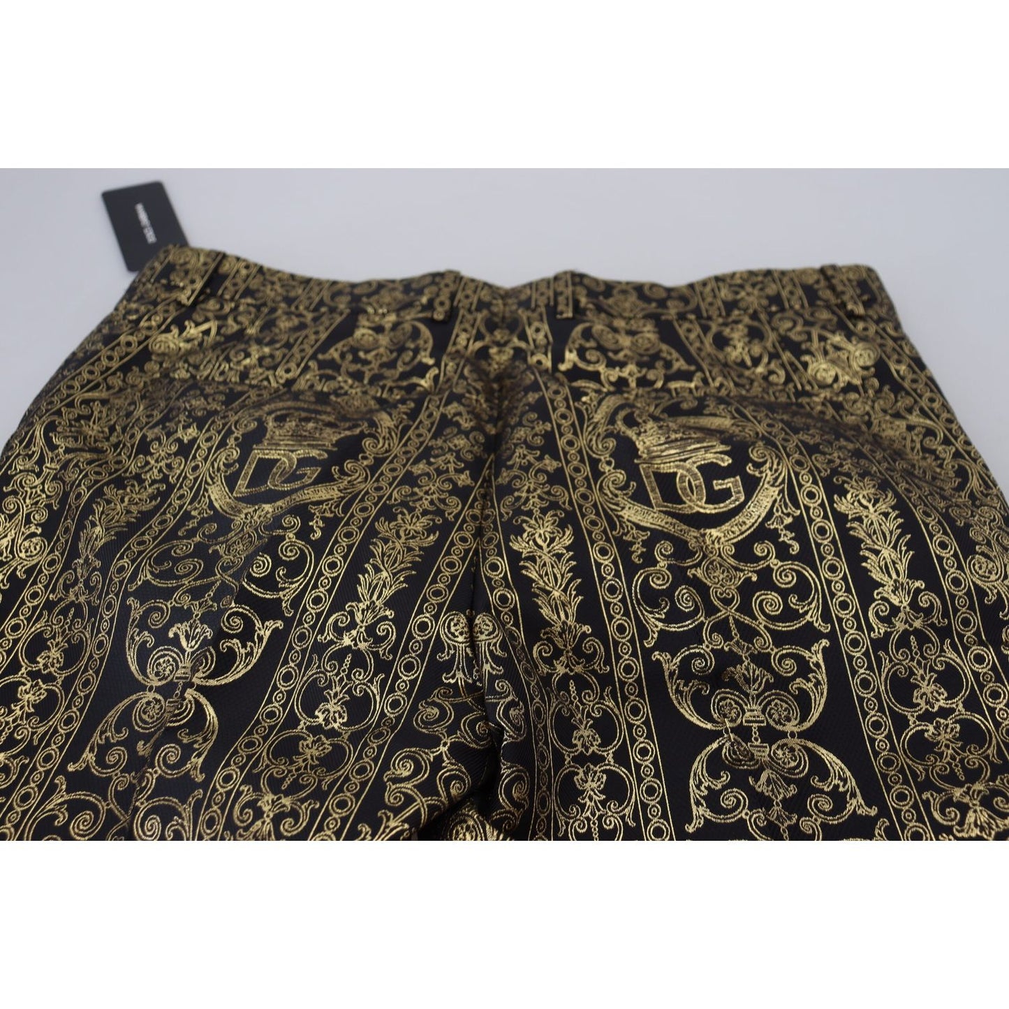 Dolce & Gabbana Black Gold Jacquard Dress Trouser Pants