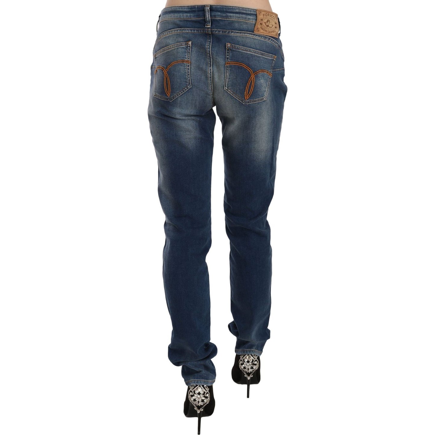 Fiorucci Svelte Mid Waist Slim Jeans in Vintage Blue Fiorucci Dark Slate Gray