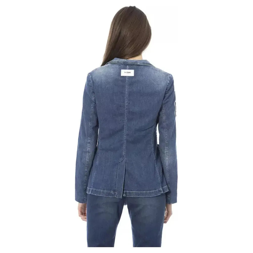 Baldinini Trend Blue Cotton Women Jacket Baldinini Trend Dim Gray