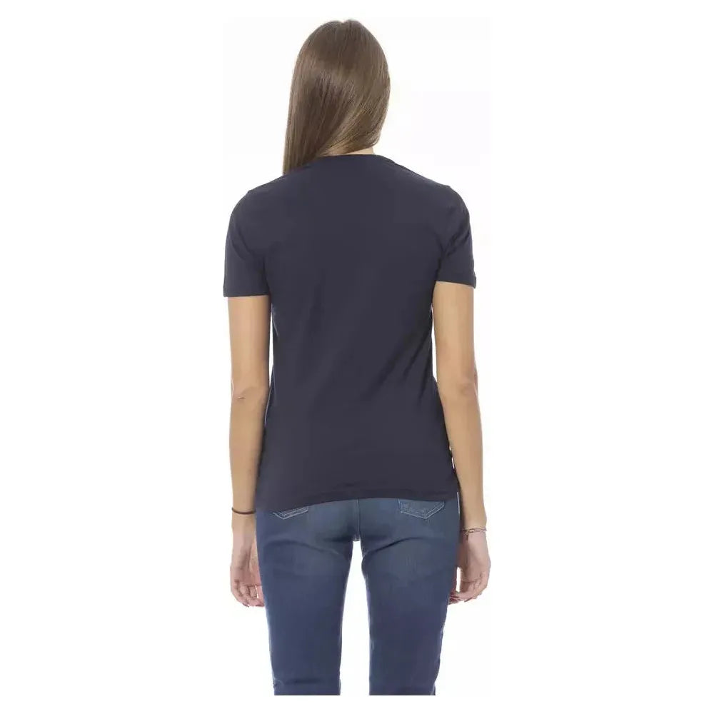 Baldinini Trend Blue Cotton Women Top Baldinini Trend Dark Slate Gray