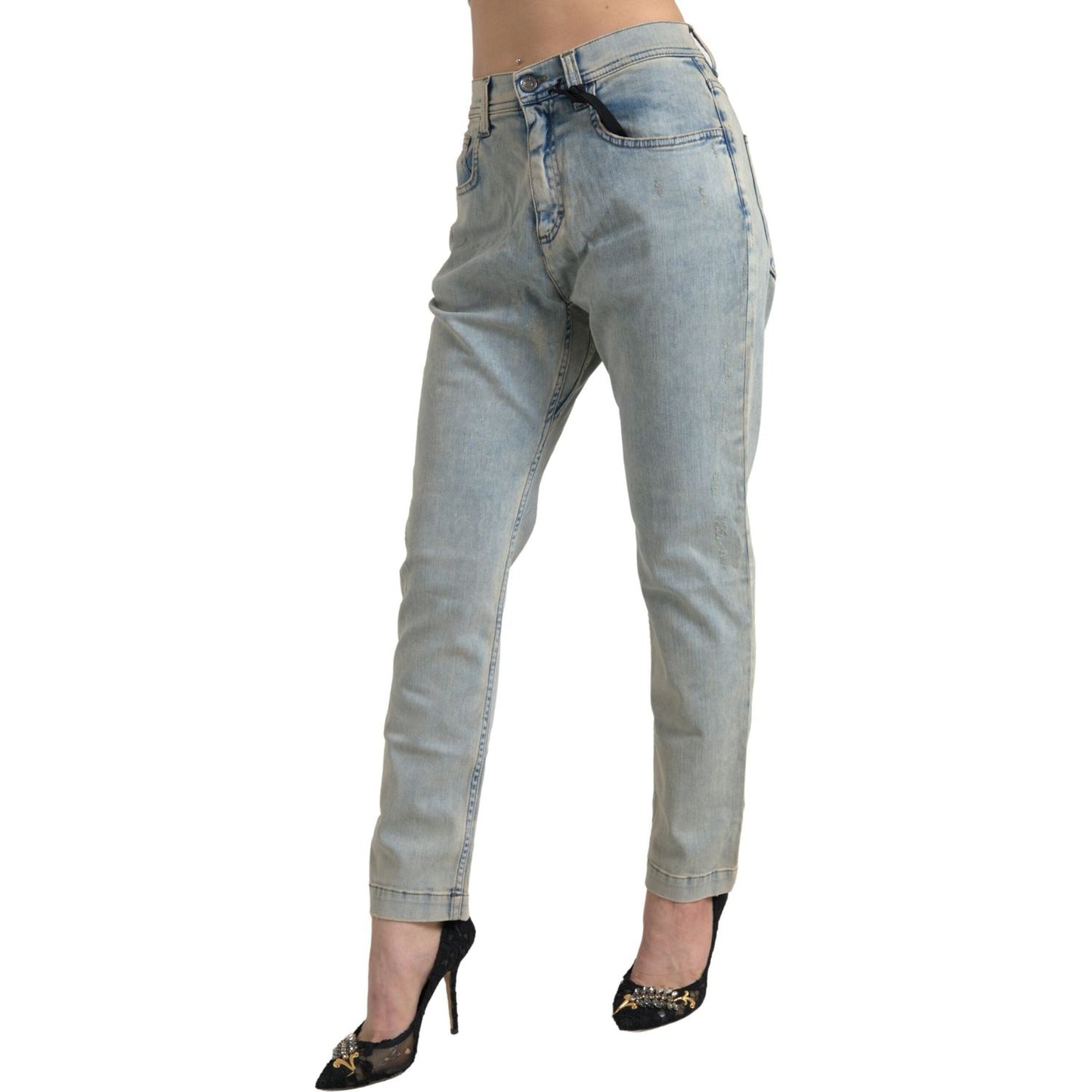 Dolce & Gabbana Chic Mid Waist Skinny Jeans in Blue Dolce & Gabbana Light Slate Gray