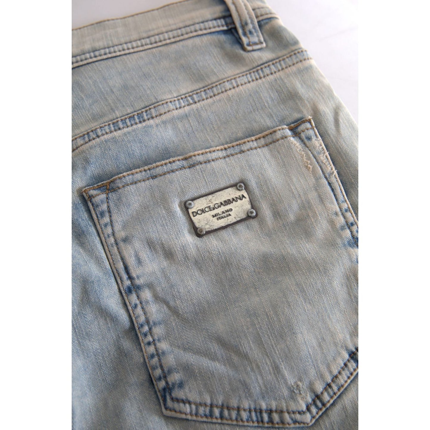 Dolce & Gabbana Chic Mid Waist Skinny Jeans in Blue Dolce & Gabbana Light Slate Gray