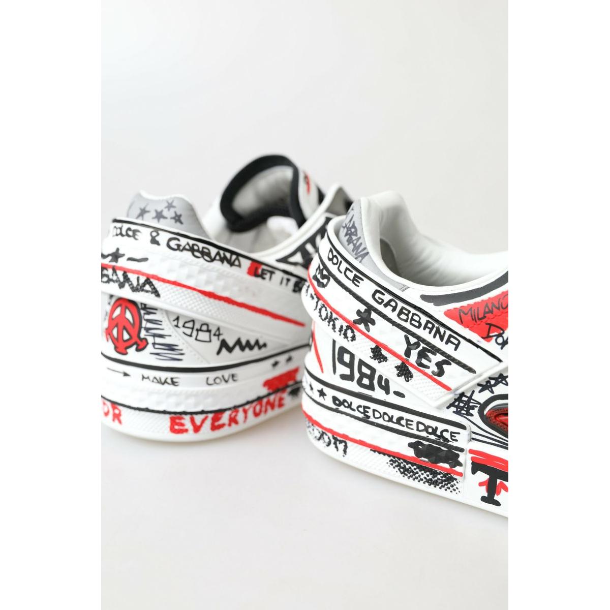 Dolce & Gabbana Multicolor Hand-Painted Leather Sneakers