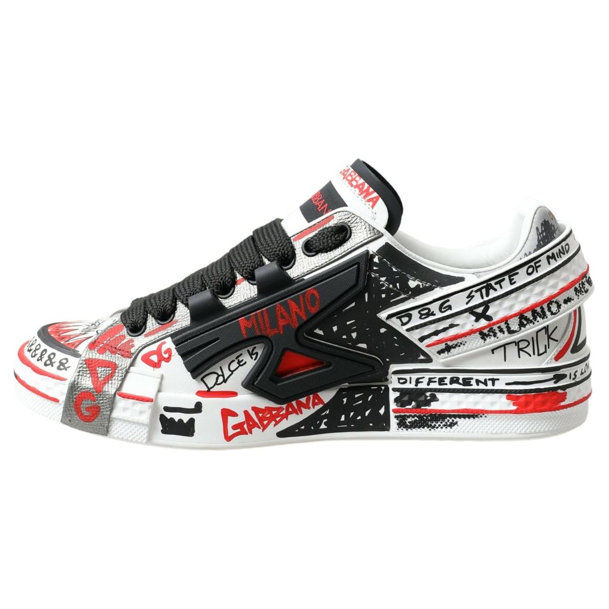 Dolce & Gabbana Multicolor Hand-Painted Leather Sneakers