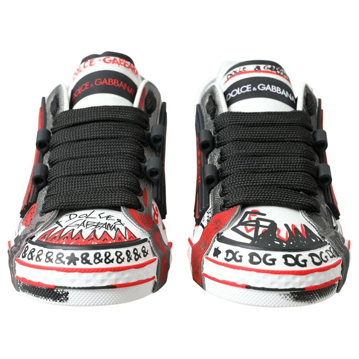 Dolce & Gabbana Multicolor Hand-Painted Leather Sneakers