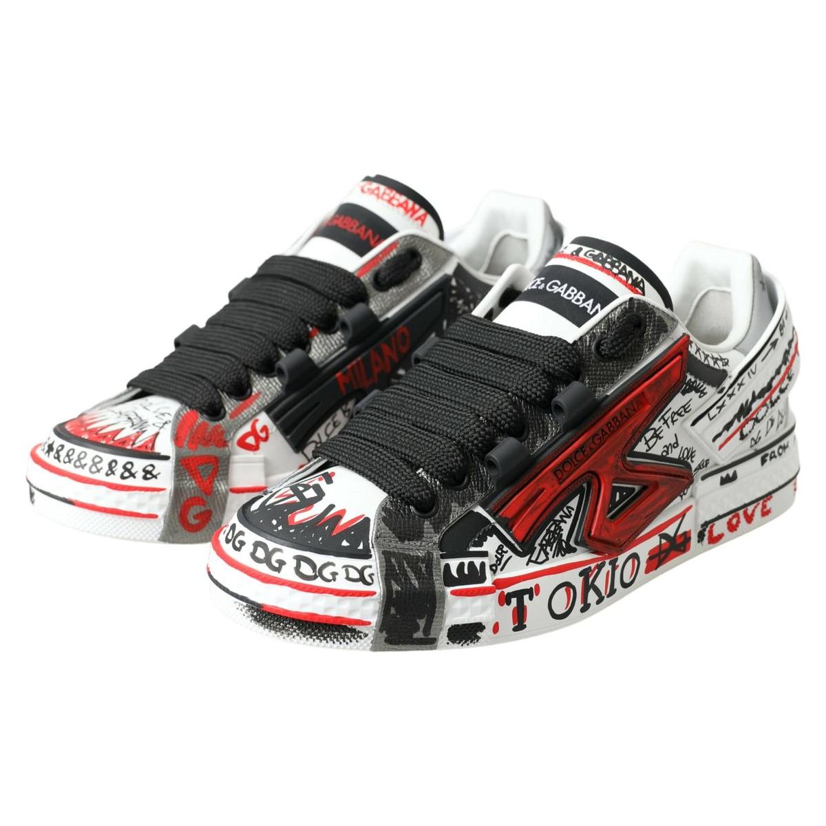 Dolce & Gabbana Multicolor Hand-Painted Leather Sneakers