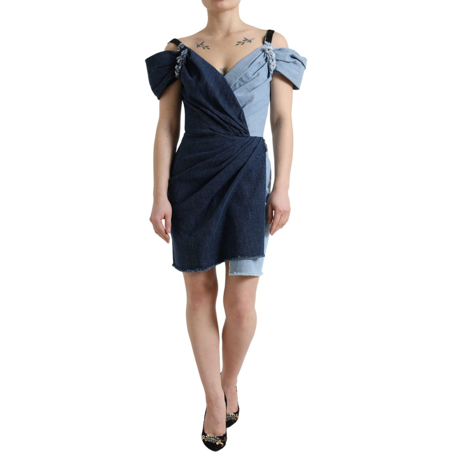 Dolce & Gabbana Elegant Two-Tone Blue Sheath Dress Dolce & Gabbana Dark Slate Gray