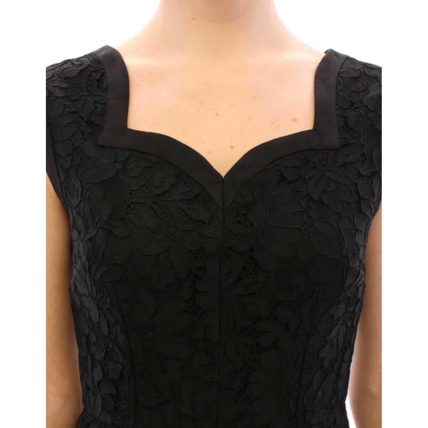 Dolce & Gabbana Elegant Black Floral Lace Dress Dolce & Gabbana Tan