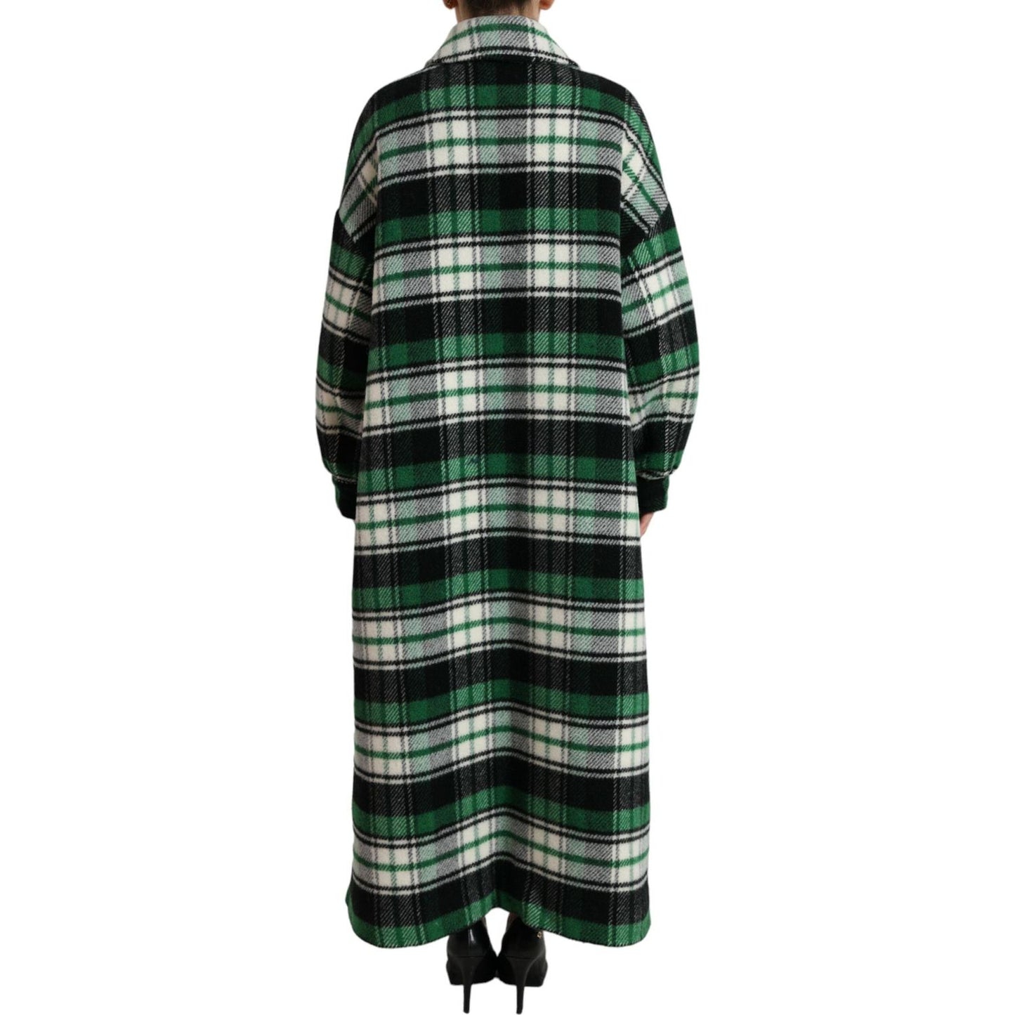 Dolce & Gabbana Elegant Green Plaid Long Coat Dolce & Gabbana Dark Slate Gray