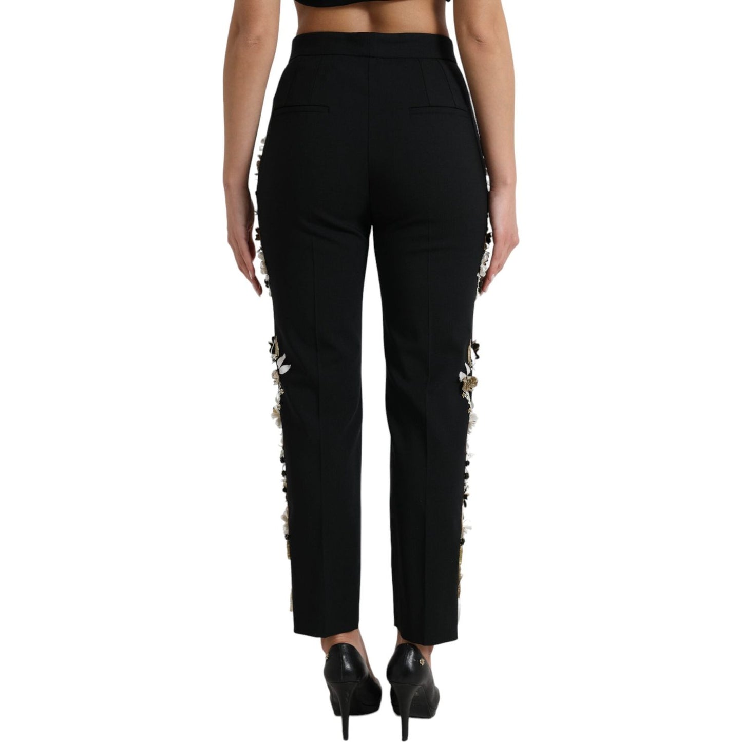 Dolce & Gabbana Elegant High Waist Floral Tapered Pants Dolce & Gabbana Rosy Brown