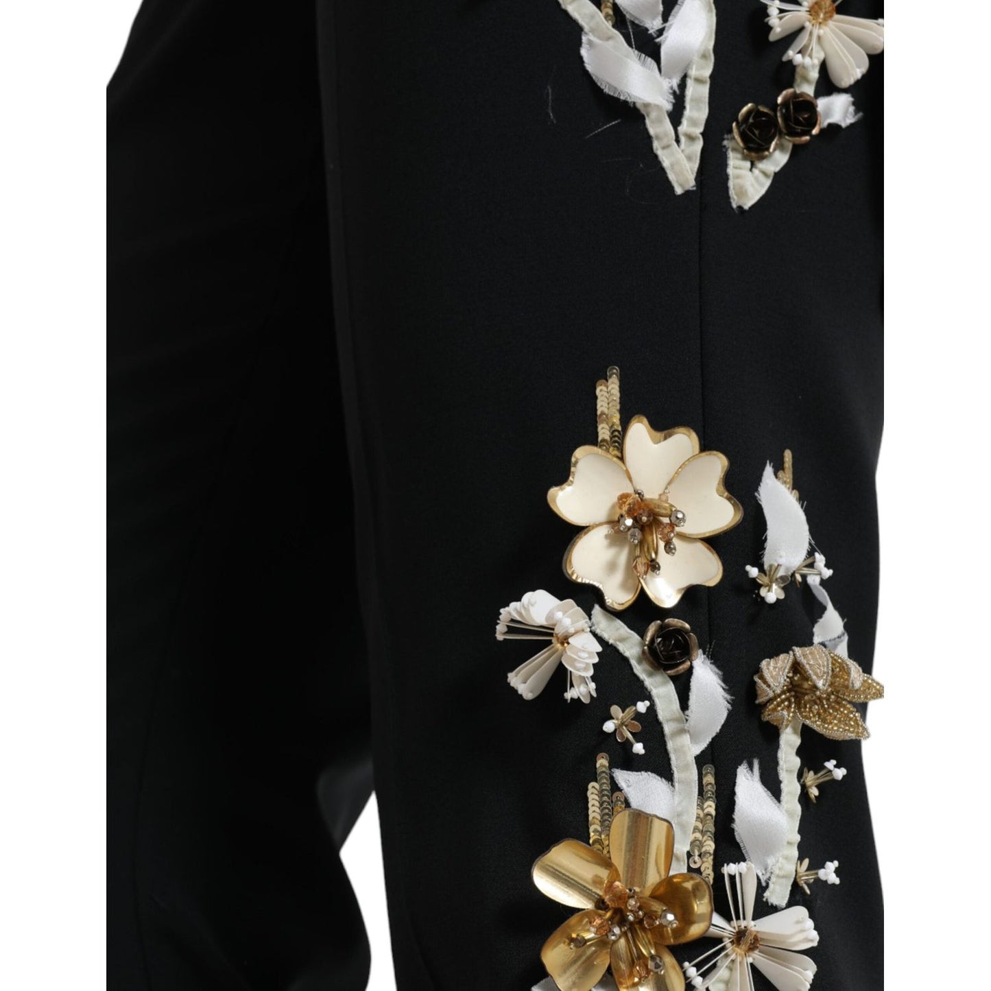 Dolce & Gabbana Elegant High Waist Floral Tapered Pants Dolce & Gabbana Black