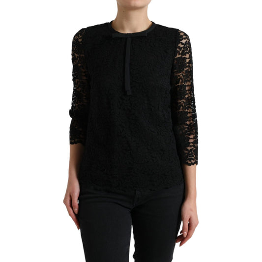 Dolce & Gabbana Black STAFF Blouse Floral Lace Nylon Top