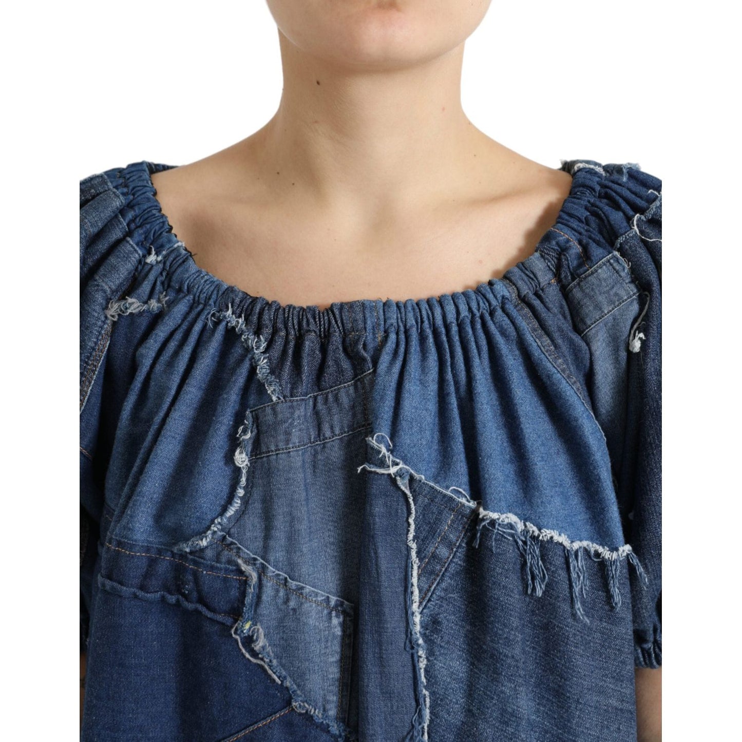 Dolce & Gabbana Elegant Cotton Denim Blouse Top Dolce & Gabbana Dark Slate Gray