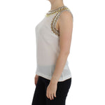 Dolce & Gabbana White crystal embellished tank top SIG13303-1