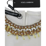 Dolce & Gabbana White crystal embellished tank top SIG13303-1