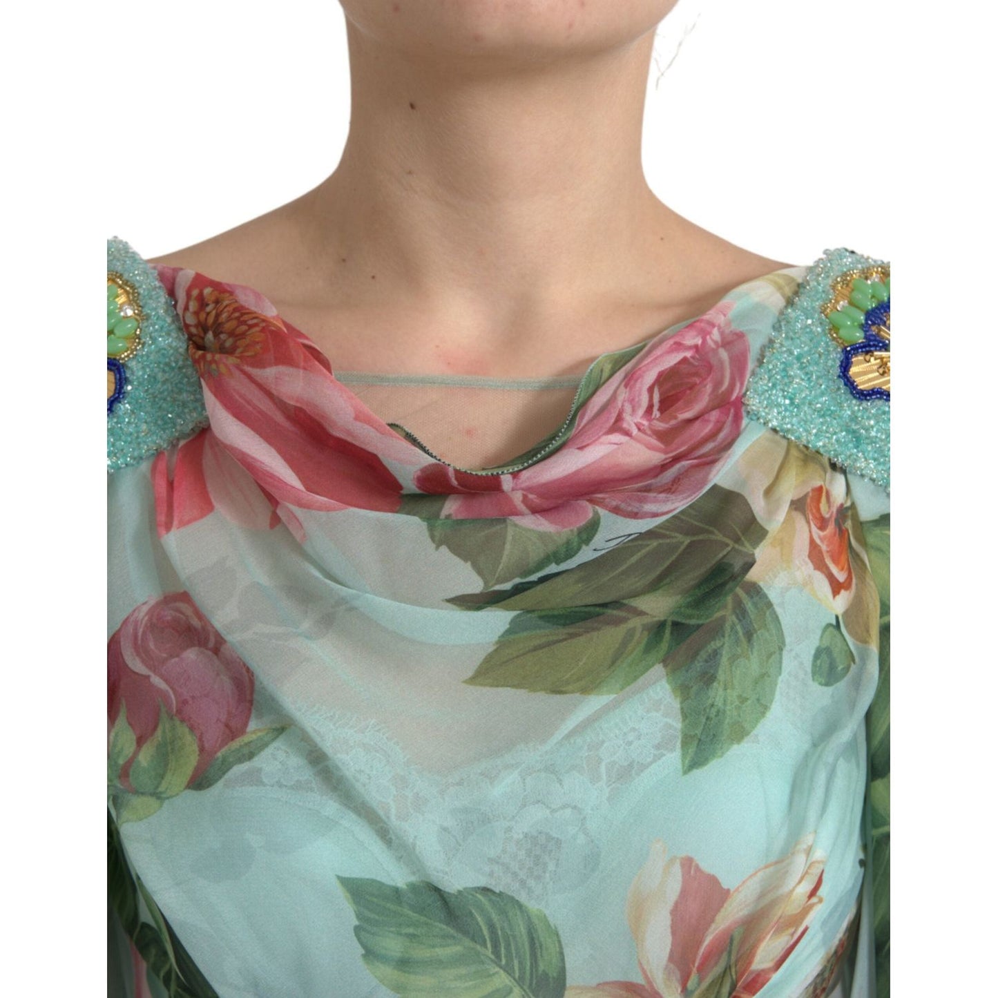 Dolce & Gabbana Elegant Floral Silk Long Dress Dolce & Gabbana Rosy Brown