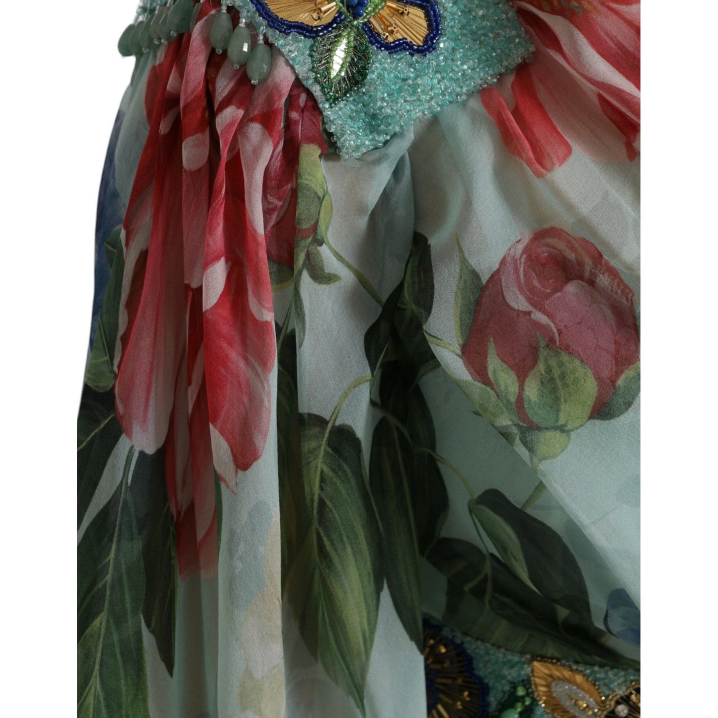 Dolce & Gabbana Elegant Floral Silk Long Dress Dolce & Gabbana Dark Slate Gray