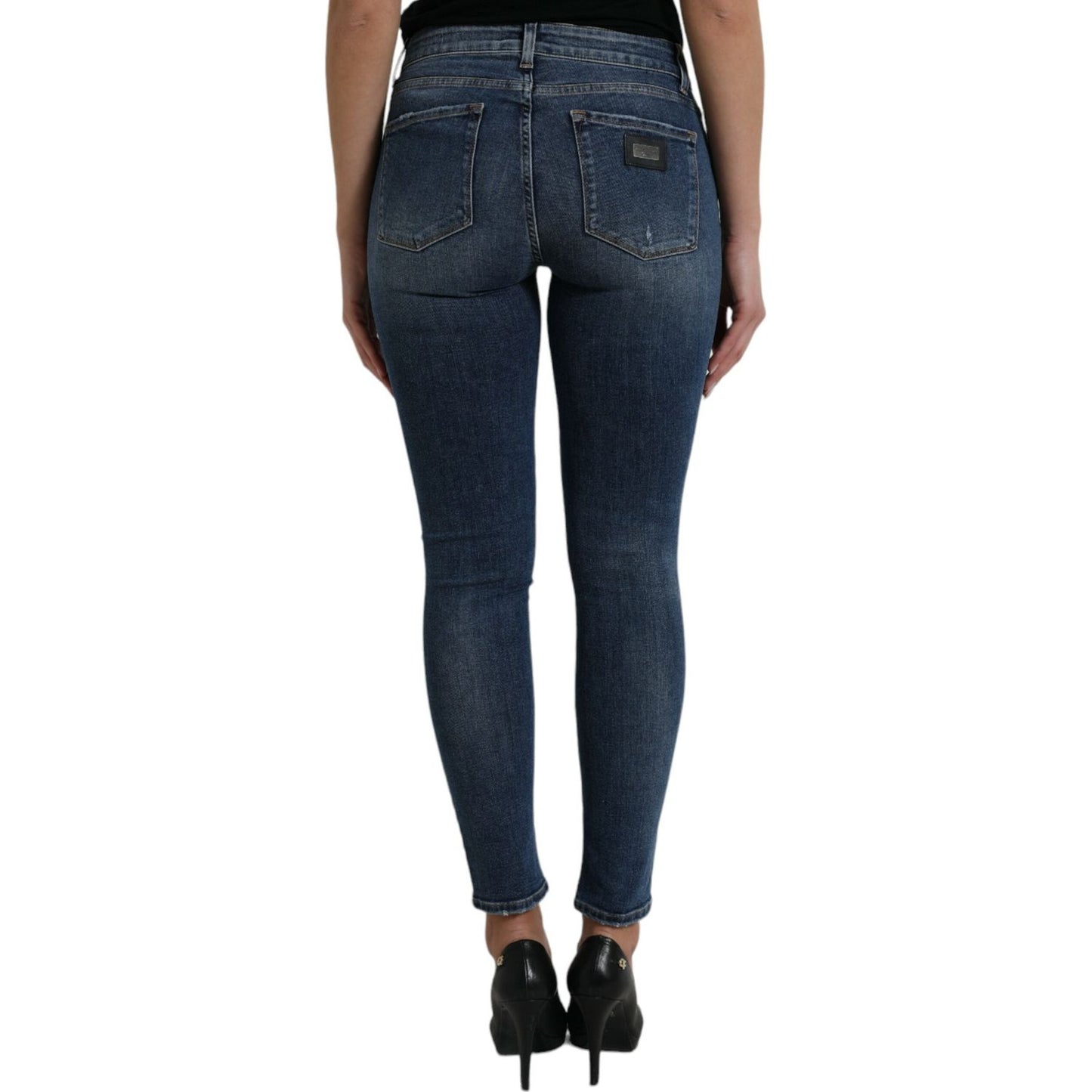 Dolce & Gabbana Elegant Mid Waist Stretch Jeans in Blue Dolce & Gabbana Dark Slate Gray
