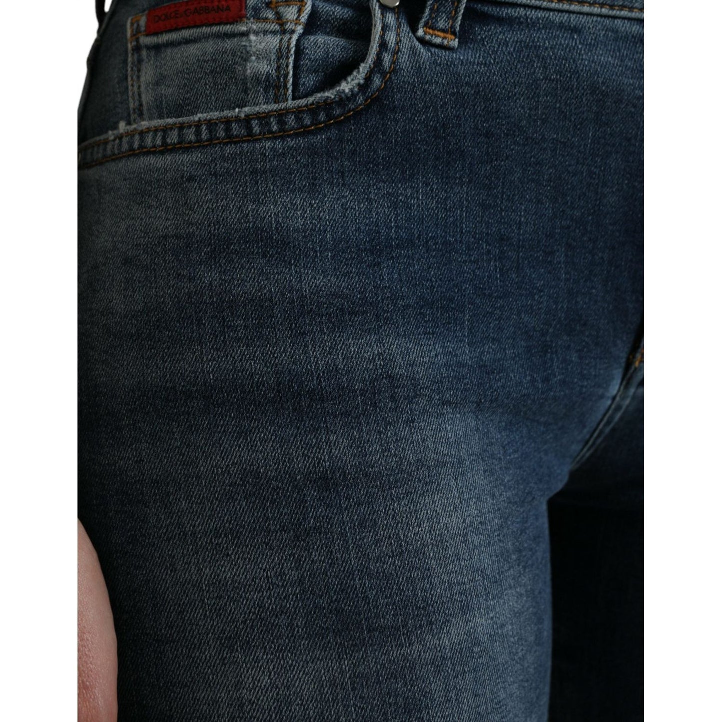 Dolce & Gabbana Elegant Mid Waist Stretch Jeans in Blue Dolce & Gabbana Dark Slate Gray